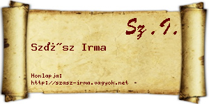 Szász Irma névjegykártya