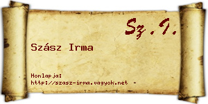 Szász Irma névjegykártya